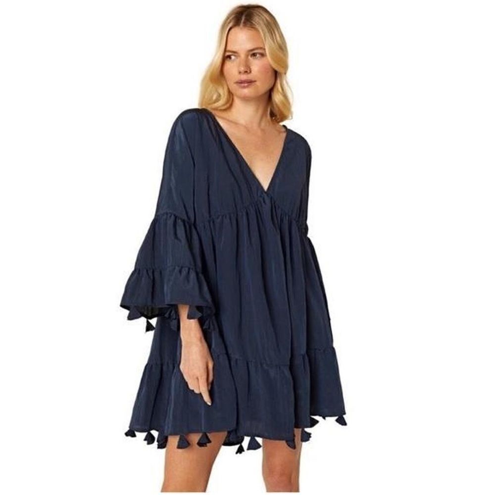 New MISA Los Angeles Mahtab Dress Navy Large